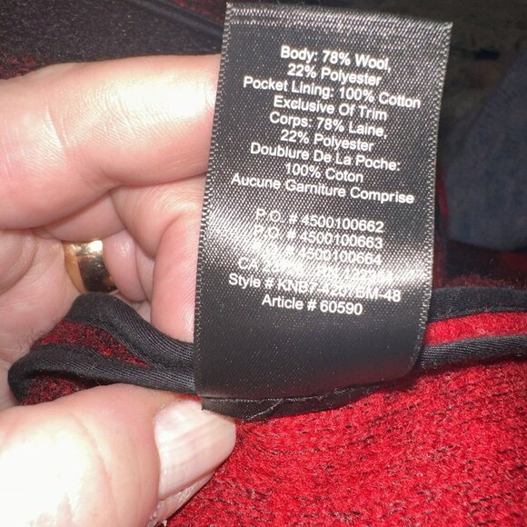 Wilfred Free Red & Black Buffalo Plaid Wool-Blend Open Blazer Coat Pockets size - Picture 6 of 6